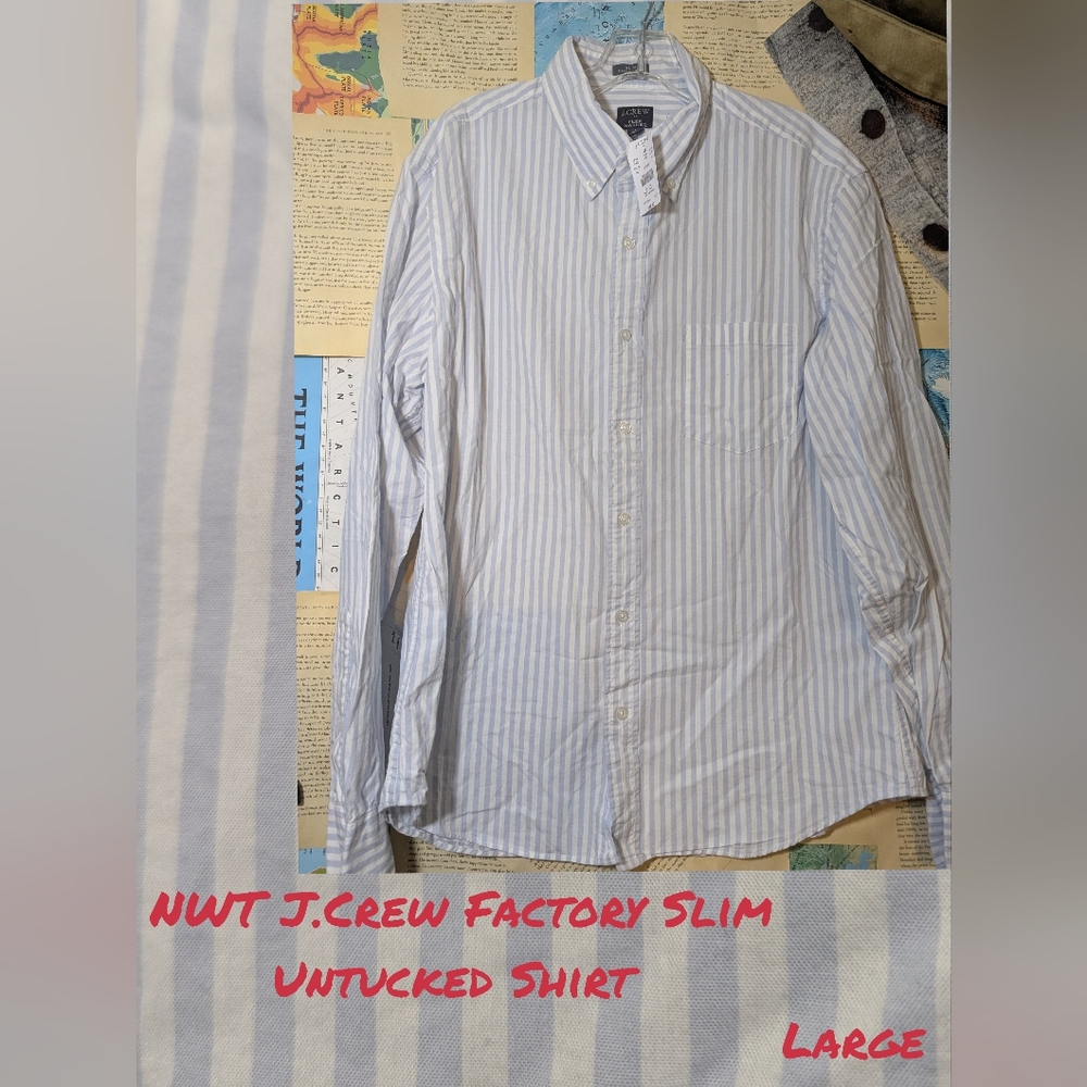 NWT J.Crew Factory Slim Untucked Shirt In Large Size